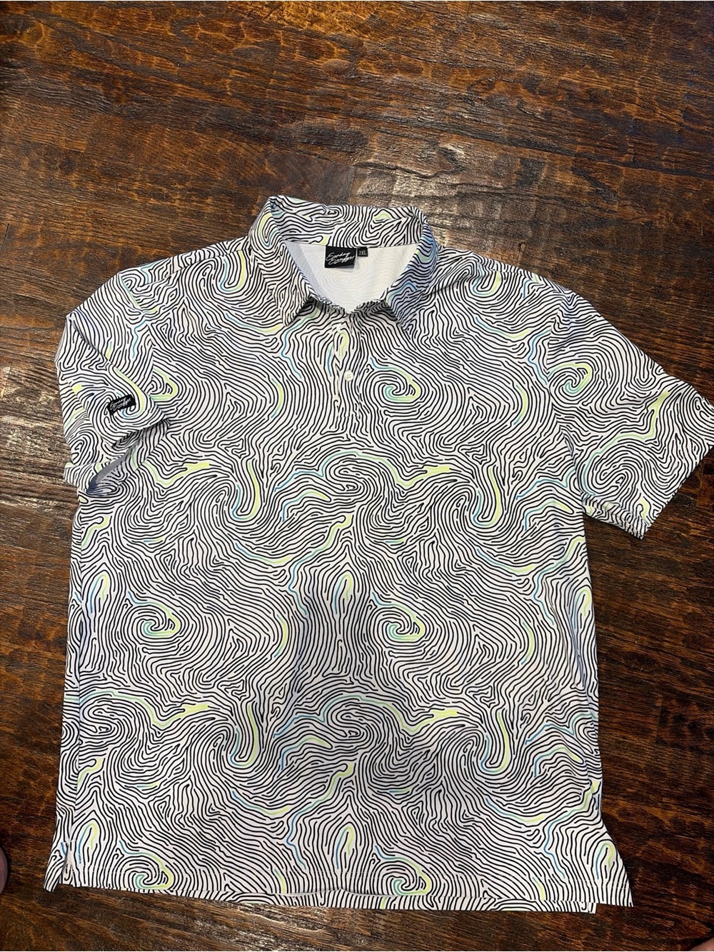 Sunday Swagger Men’s Golf Polo Shirt - White with Black & Lime Accent